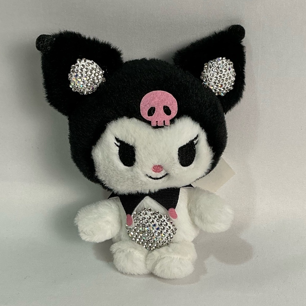 Kuromi rhinestone black and white plush toy keychain Sanrio Hello Kitty